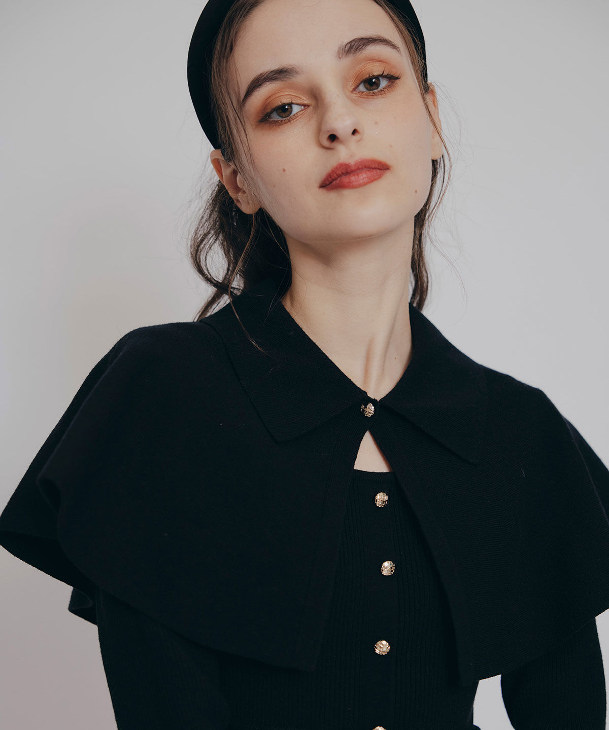 REDYAZEL「ケープSETニットフレアミニワンピース」|ワンピース|