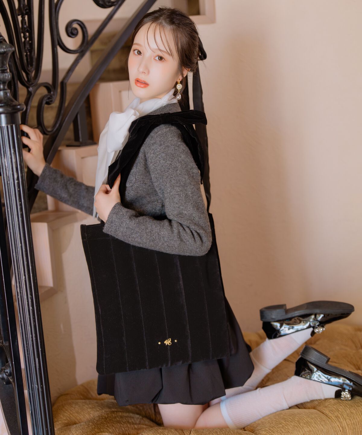 WILLSELECTION「ショルダーリボンベロアトート」|トートバッグ|