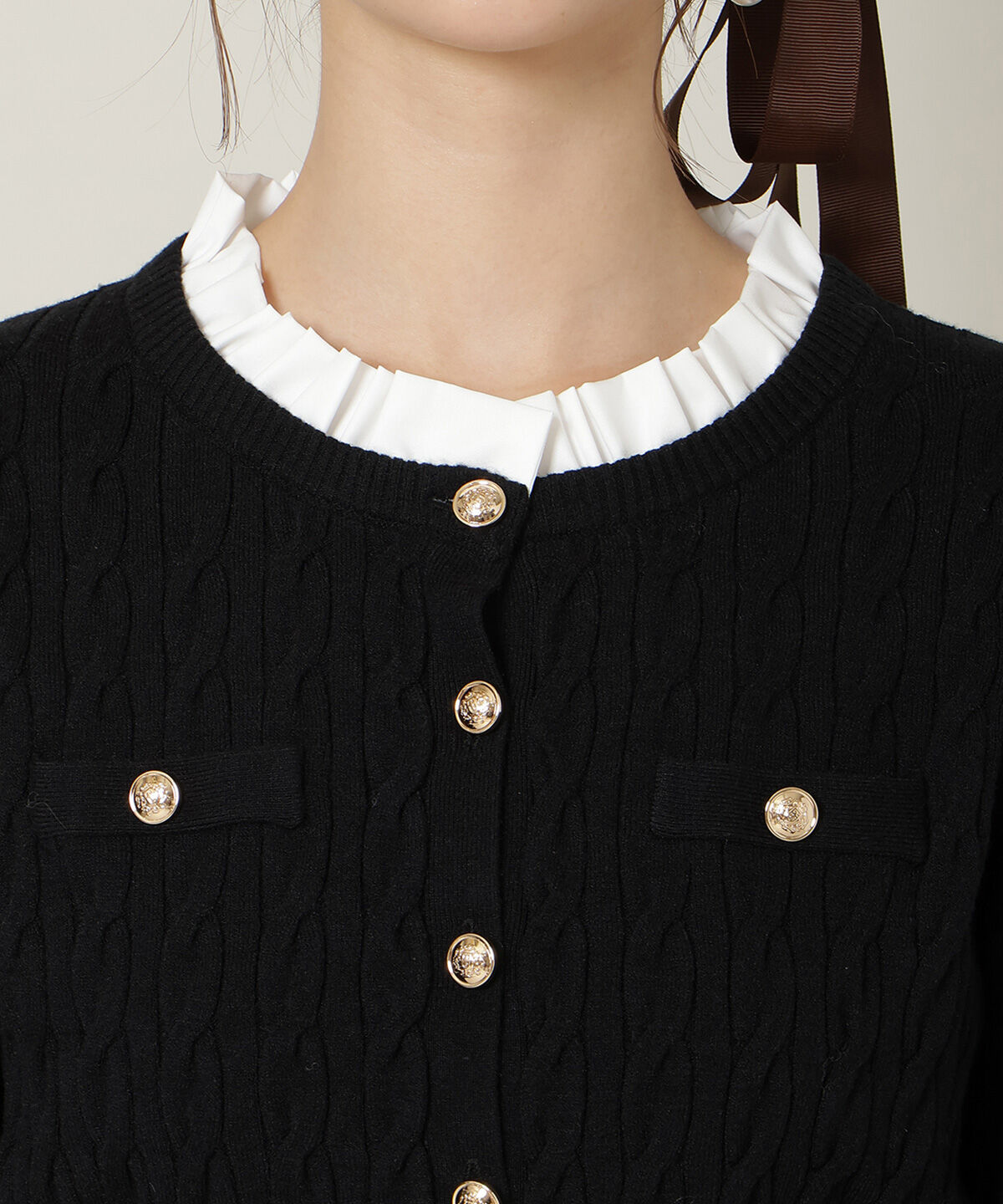 WILLSELECTION「フリルレイヤードケーブルニット」|ニット・セーター|