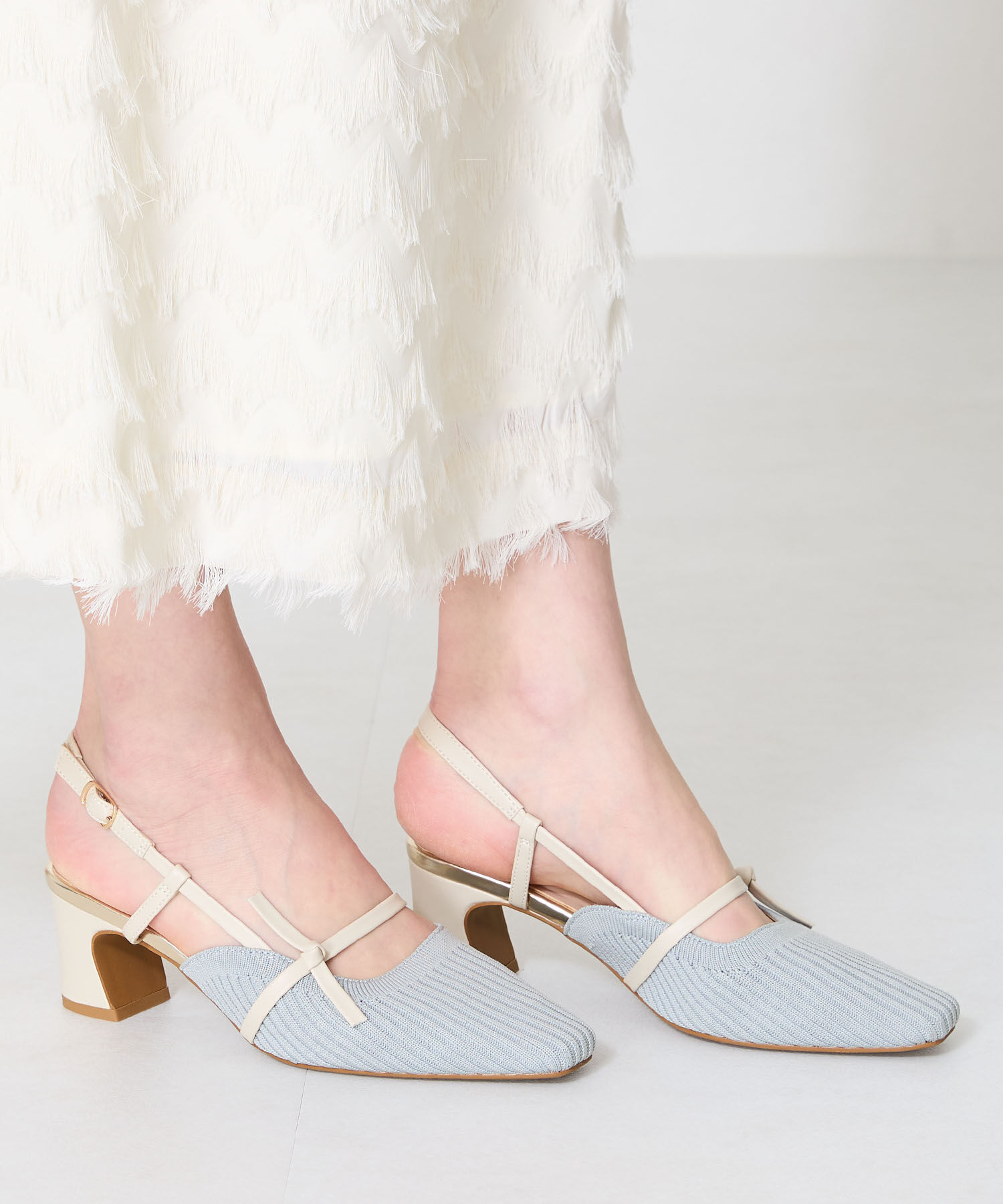 ORiental TRaffic「●2025春夏新作●リブニット細ストラップパンプス/51114 人気 トレンド 売れてる パンプス ニット」|パンプス|