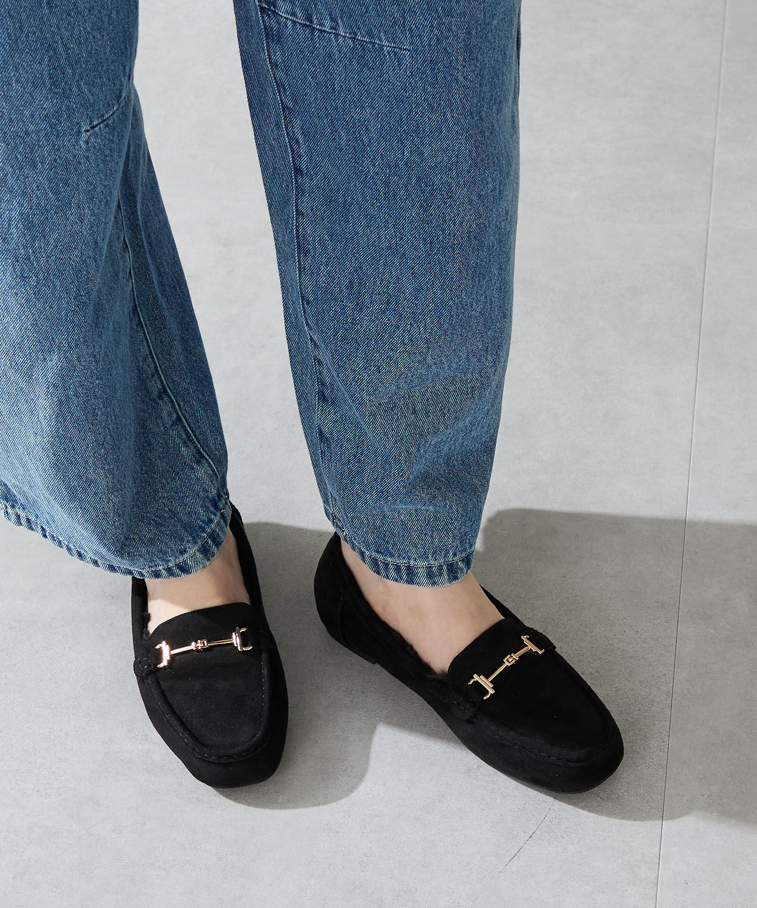 WA Oriental TRaffic「●2025秋冬新作● ビット モチーフ付き ファー モカシン /52318 ムートン 防寒」|モカシン|