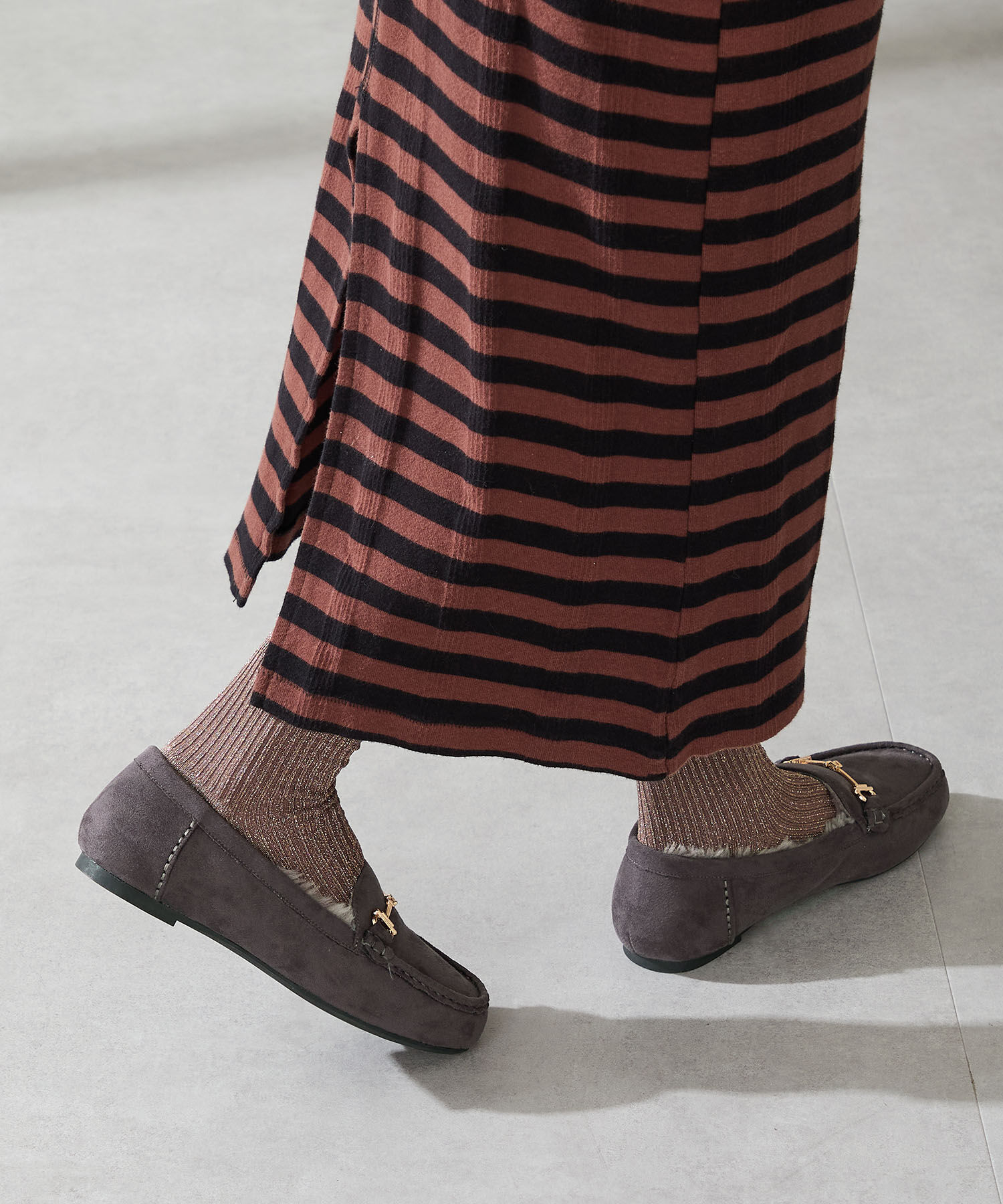 WA Oriental TRaffic「●2025秋冬新作● ビット モチーフ付き ファー モカシン /52318 ムートン 防寒」|モカシン|