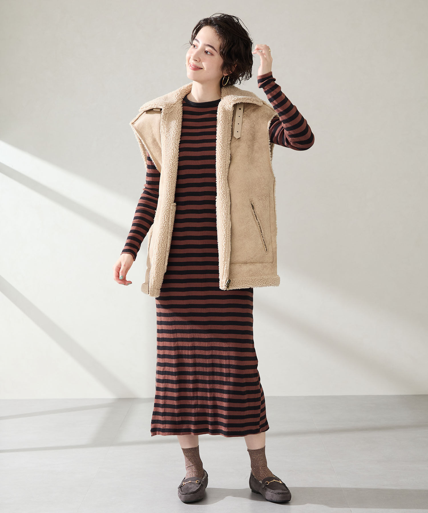 WA Oriental TRaffic「●2025秋冬新作● ビット モチーフ付き ファー モカシン /52318 ムートン 防寒」|モカシン|