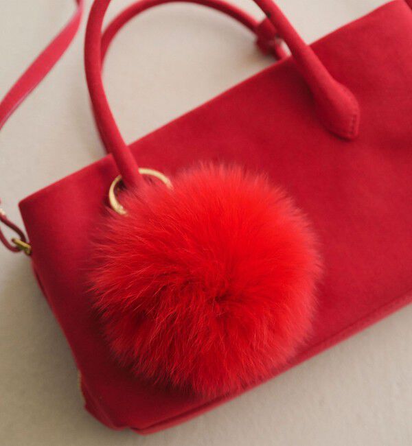 UNITED ARROWS「ファー ポンポン チャーム」|チャーム・キーホルダー|RED