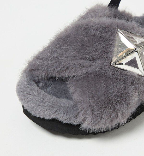 UNITED ARROWS「フェイクファークロス ビジュー サンダル」|サンダル|