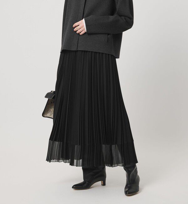 UNITED ARROWS「シアー コンビ プリーツ スカート」|スカート|BLACK