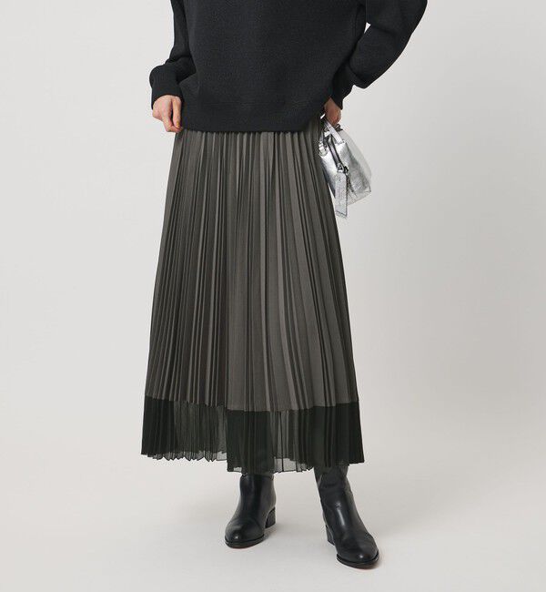 UNITED ARROWS「シアー コンビ プリーツ スカート」|スカート|DK.GRAY
