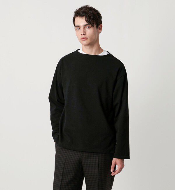 UNITED ARROWS「吊り編み天竺 バスクシャツ 「SLOW &　」」|Tシャツ・カットソー|BLACK