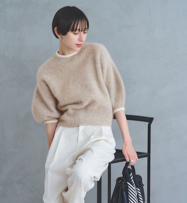 UNITED ARROWS「フォックスカシミヤ パフ ハーフスリーブ ニット」|ニット・セーター|