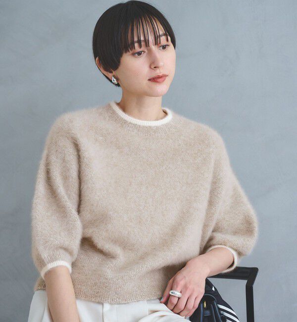 UNITED ARROWS「フォックスカシミヤ パフ ハーフスリーブ ニット」|ニット・セーター|