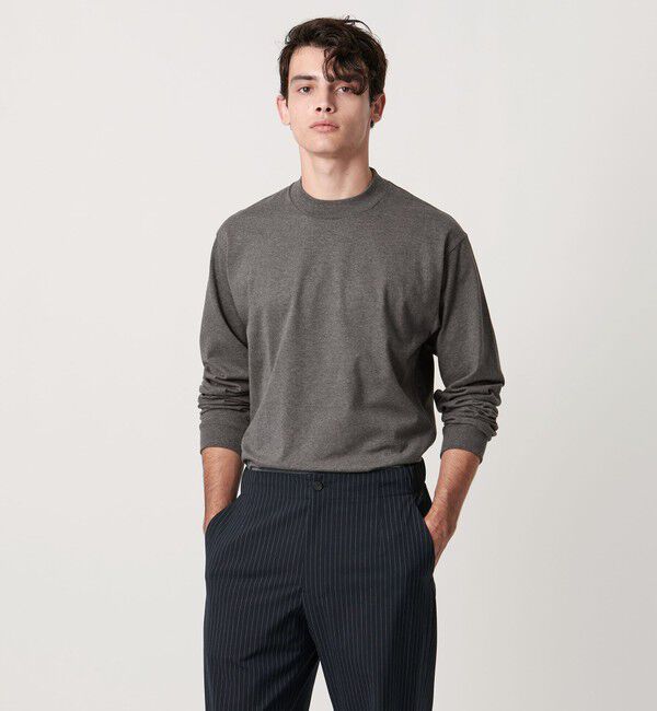 UNITED ARROWS「SARROWS オーガニックコットン モックネック ロングスリーブ Tシャツ」|Tシャツ・カットソー|DK.GRAY