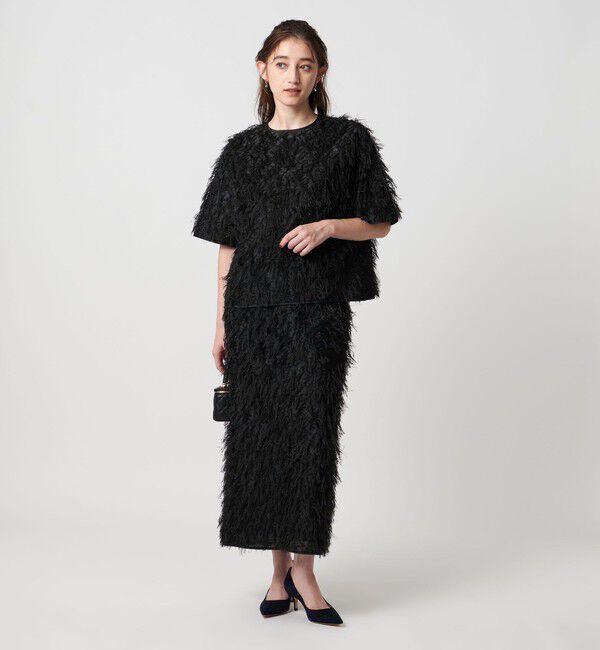 UNITED ARROWS「ヘアリー ラメ カットジャガード タイト スカート」|スカート|