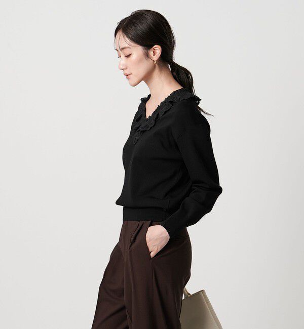 UNITED ARROWS「スカラップ レース フリル ニット‐ウォッシャブル‐」|ニット・セーター|