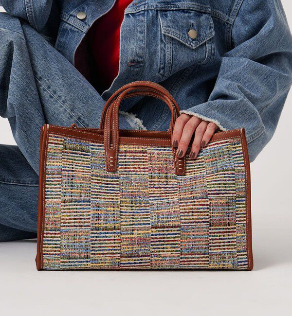 UNITED ARROWS「＜A VACATION＞BREAD M ラインチェック トートバッグ」|トートバッグ|