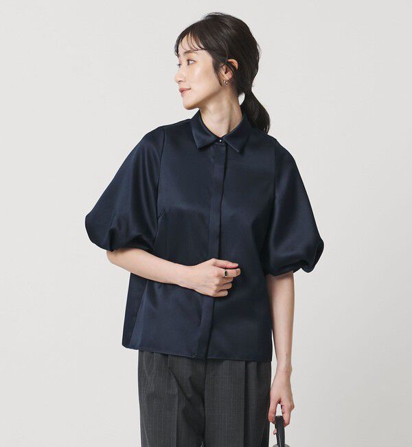 UNITED ARROWS「サテン バルーン ブラウス‐ウォッシャブル‐」|シャツ・ブラウス|NAVY