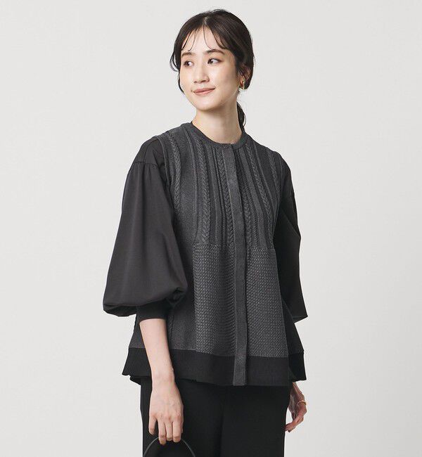 UNITED ARROWS「ケーブル ペプラム ノースリーブ ニット ベスト ‐ウォッシャブル‐」|ベスト・ジレ|