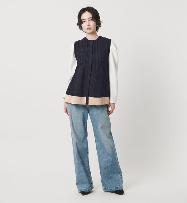 UNITED ARROWS「ケーブル ペプラム ノースリーブ ニット ベスト ‐ウォッシャブル‐」|ベスト・ジレ|