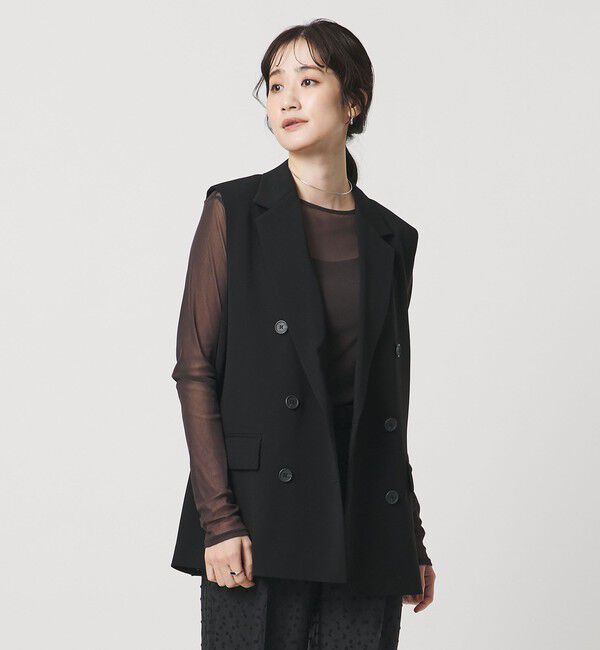 UNITED ARROWS「drapy テーラード ミドル ベスト」|テーラードジャケット|BLACK