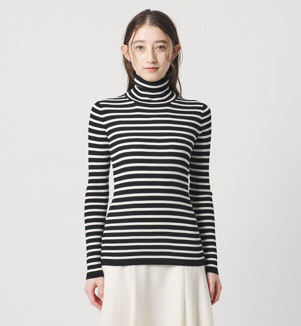 UNITED ARROWS「リブ ボーダー タートル ニット」|ニット・セーター|