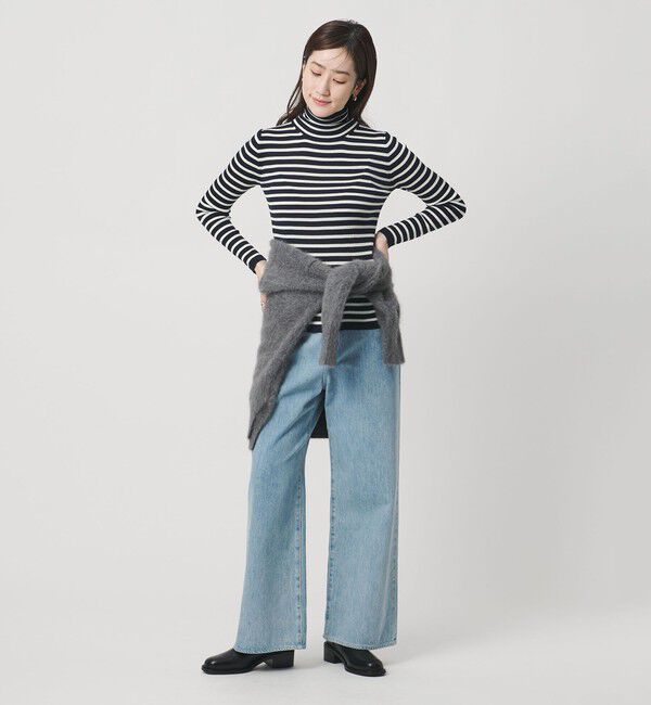 UNITED ARROWS「リブ ボーダー タートル ニット」|ニット・セーター|