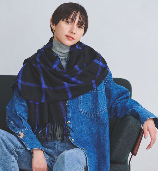 UNITED ARROWS「カシミヤ チェック ストール」|ストール|BLACK