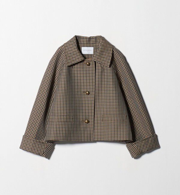 UNITED ARROWS「チェック ショート ジャケット」|ステンカラーコート|