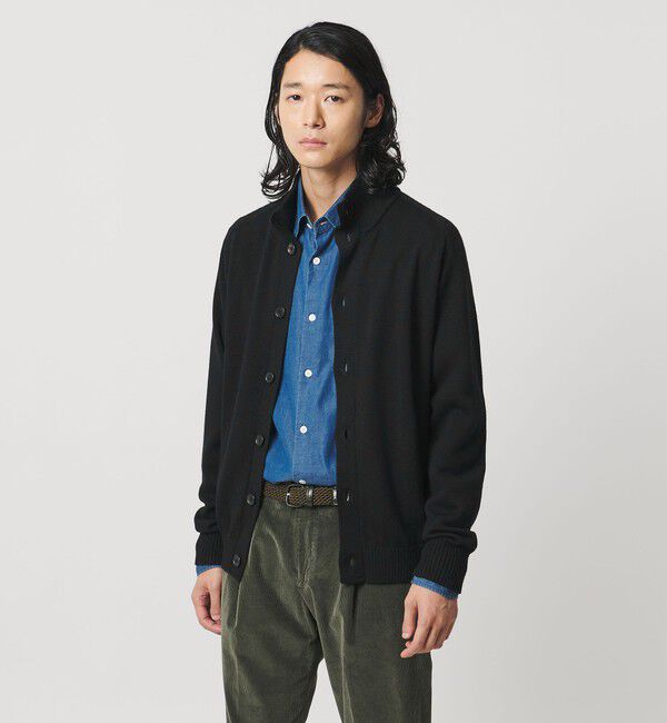 UNITED ARROWS「YAMAGATA ミドルゲージ レイズドネック ニット」|カーディガン|