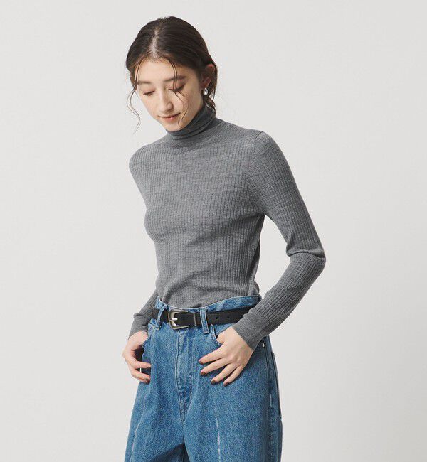 UNITED ARROWS「リブ タートルネック ニット」|ニット・セーター|MD.GRAY