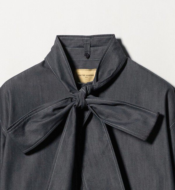 UNITED ARROWS「デニム リボン ブラウス ‐ウォッシャブル‐」|シャツ・ブラウス|