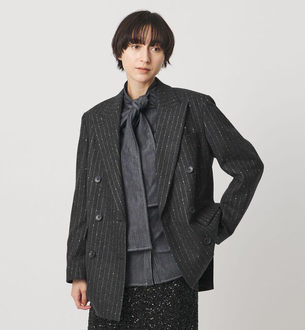 UNITED ARROWS「デニム リボン ブラウス ‐ウォッシャブル‐」|シャツ・ブラウス|