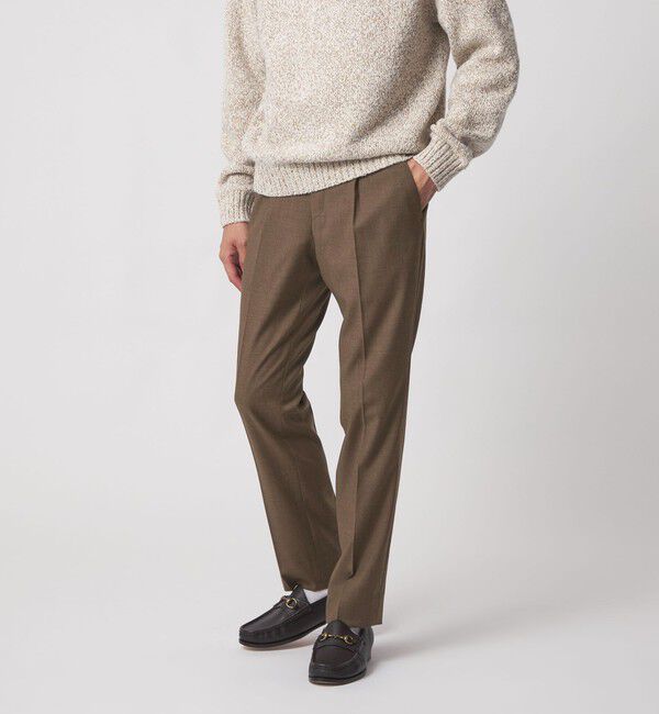 UNITED ARROWS「スリムテーパード サイドシャーリング 1プリーツ スラックス ストレッチ 防しわ」|スラックス|