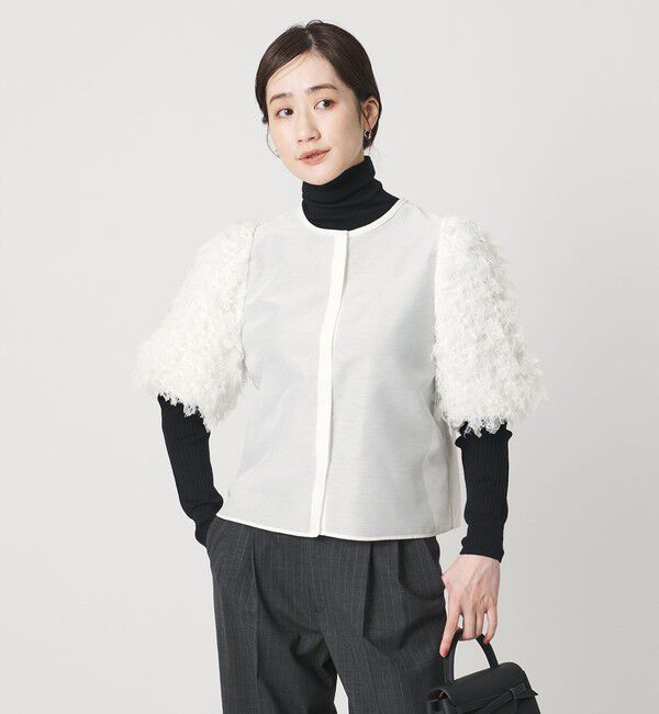 UNITED ARROWS「チュール シャーリング ブラウス」|シャツ・ブラウス|