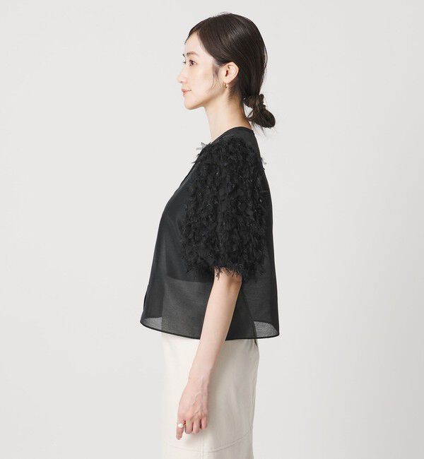 UNITED ARROWS「チュール シャーリング ブラウス」|シャツ・ブラウス|