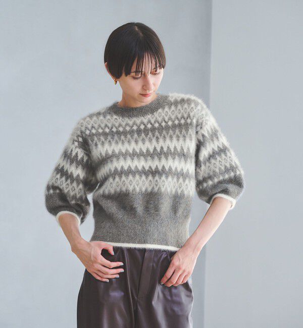 UNITED ARROWS「フォックスカシミヤ  パフスリーブ ジャガードニット」|ニット・セーター|