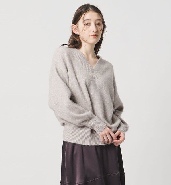 UNITED ARROWS「フォックス ウール ラメ Vネック ニット」|ニット・セーター|LT.GRAY