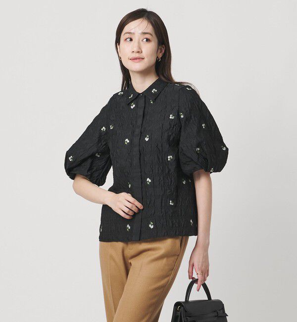 UNITED ARROWS「スクエア フラワー ジャガード ブラウス」|シャツ・ブラウス|