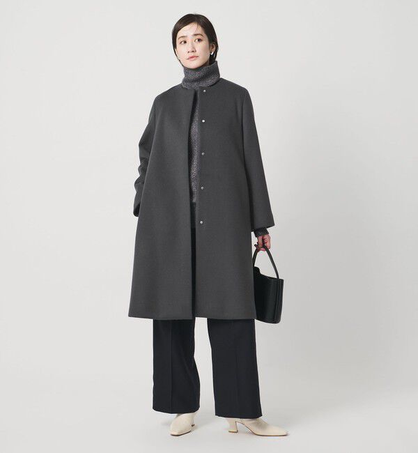 UNITED ARROWS「Aライン ミドルコート」|ノーカラーコート|
