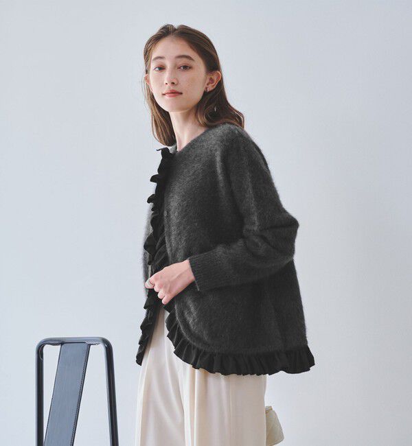 UNITED ARROWS「フォックスカシミヤ フリルコンビ カーディガン」|カーディガン|