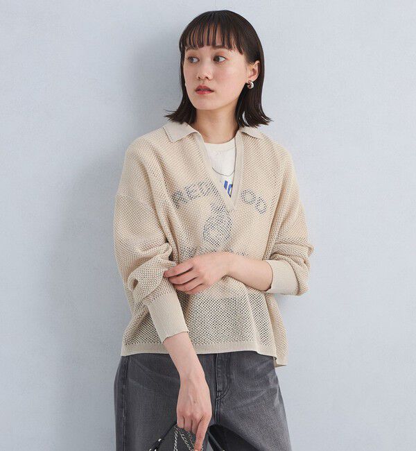 UNITED ARROWS green label relaxing「メッシュ スキッパー ニット プルオーバー -ウォッシャブル-」|ニット・セーター|NATURAL