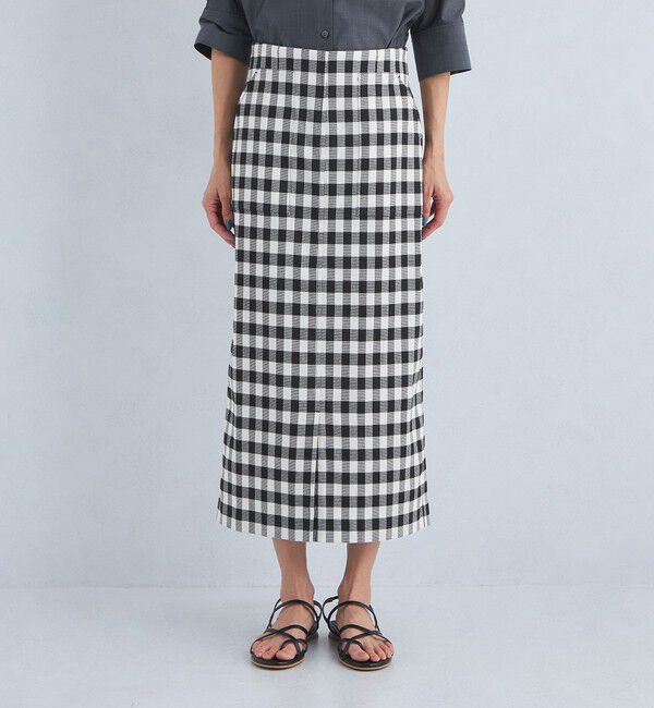 UNITED ARROWS green label relaxing「［size SHORTあり］キチントボトムス Iライン スリム タイト スカート ギンガムチェック」|タイト|