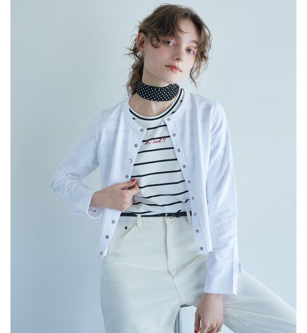 UNITED ARROWS green label relaxing「＜To b. by agnes b.コラボ＞ドットボタン カーディガン」|カーディガン|OFF WHITE