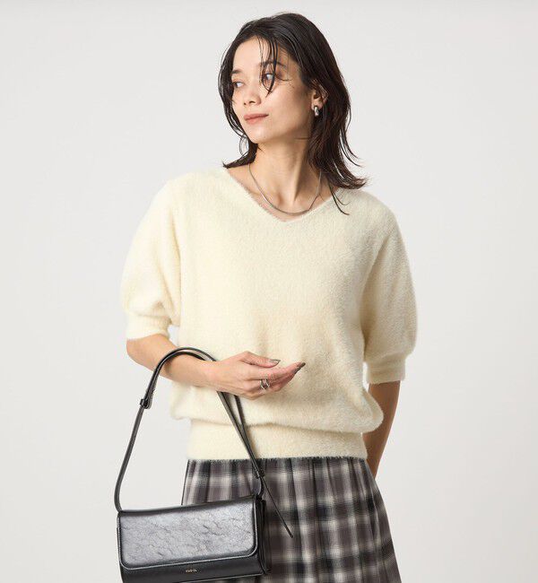 UNITED ARROWS green label relaxing「フラッフフェザー 2WAY ショートスリーブ ニット プルオーバー -ウォッシャブル-」|ニット・セーター|