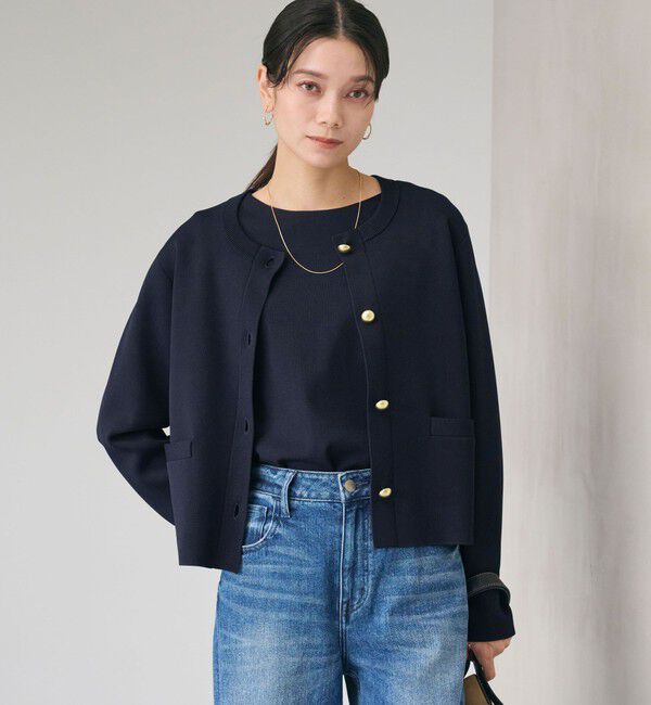 UNITED ARROWS green label relaxing「フォルム ゴールドカラーボタン ニット カーディガン ウォッシャブル」|カーディガン|