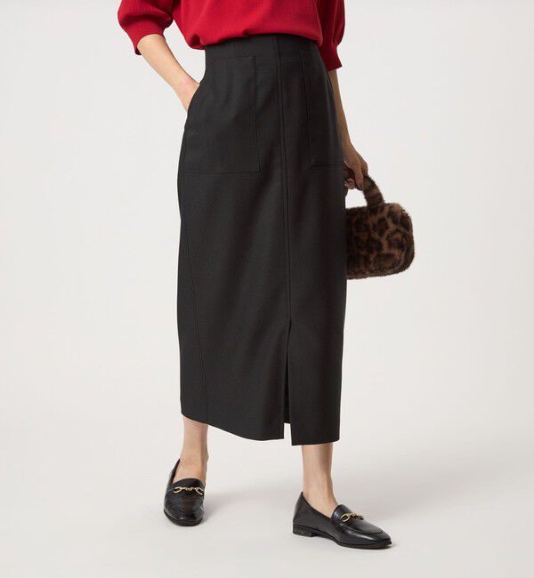 UNITED ARROWS green label relaxing「［size SHORTあり］キチントボトムス Iライン スリム タイト スカート」|タイト|BLACK