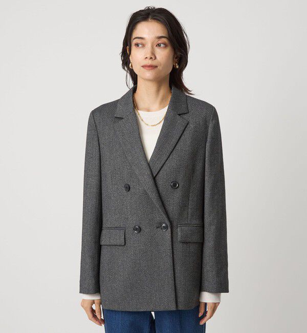 UNITED ARROWS green label relaxing「ホームスパン ダブル ジャケット ストレッチ」|テーラードジャケット|