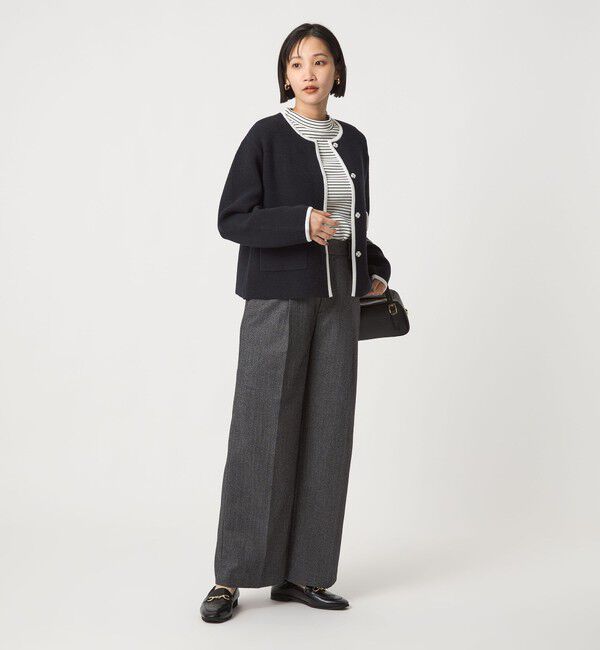 UNITED ARROWS green label relaxing「パイピング ノーカラー ニット カーディガン -ウォッシャブル-」|カーディガン|