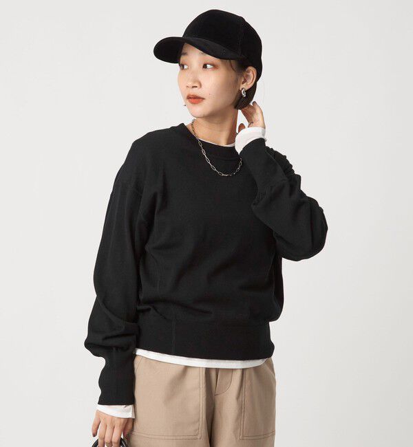 UNITED ARROWS green label relaxing「エブリニット クルーネック ウォッシャブル」|ニット・セーター|BLACK