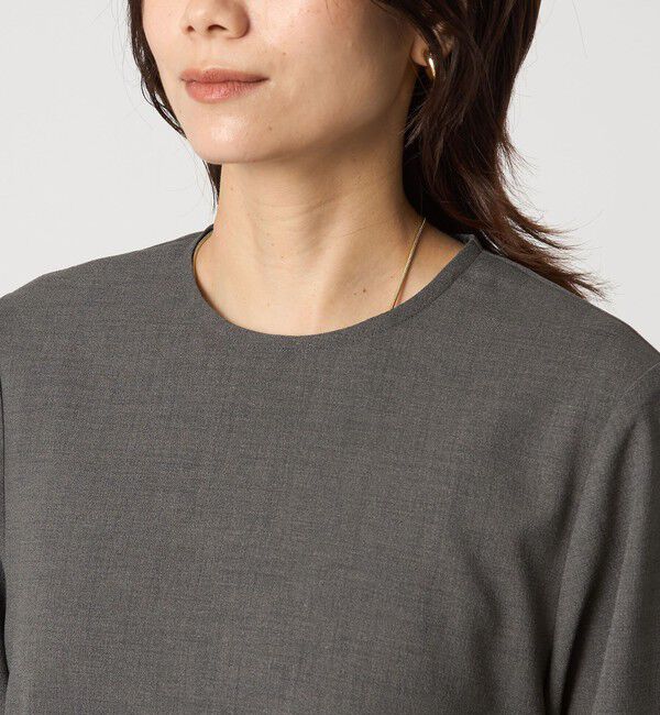 UNITED ARROWS green label relaxing「ソフトジョーゼット 襟付き ペプラム プルオーバー マシンウォッシャブル ストレッチ」|シャツ・ブラウス|