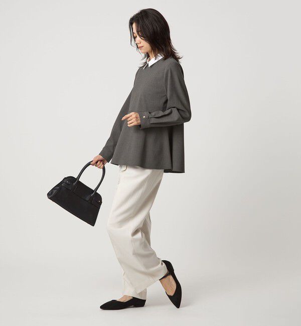 UNITED ARROWS green label relaxing「ソフトジョーゼット 襟付き ペプラム プルオーバー マシンウォッシャブル ストレッチ」|シャツ・ブラウス|