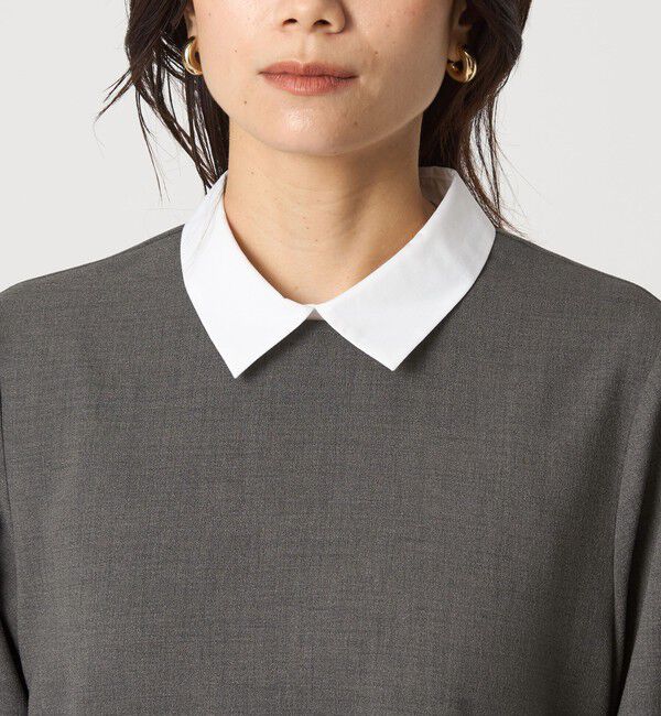 UNITED ARROWS green label relaxing「ソフトジョーゼット 襟付き ペプラム プルオーバー マシンウォッシャブル ストレッチ」|シャツ・ブラウス|